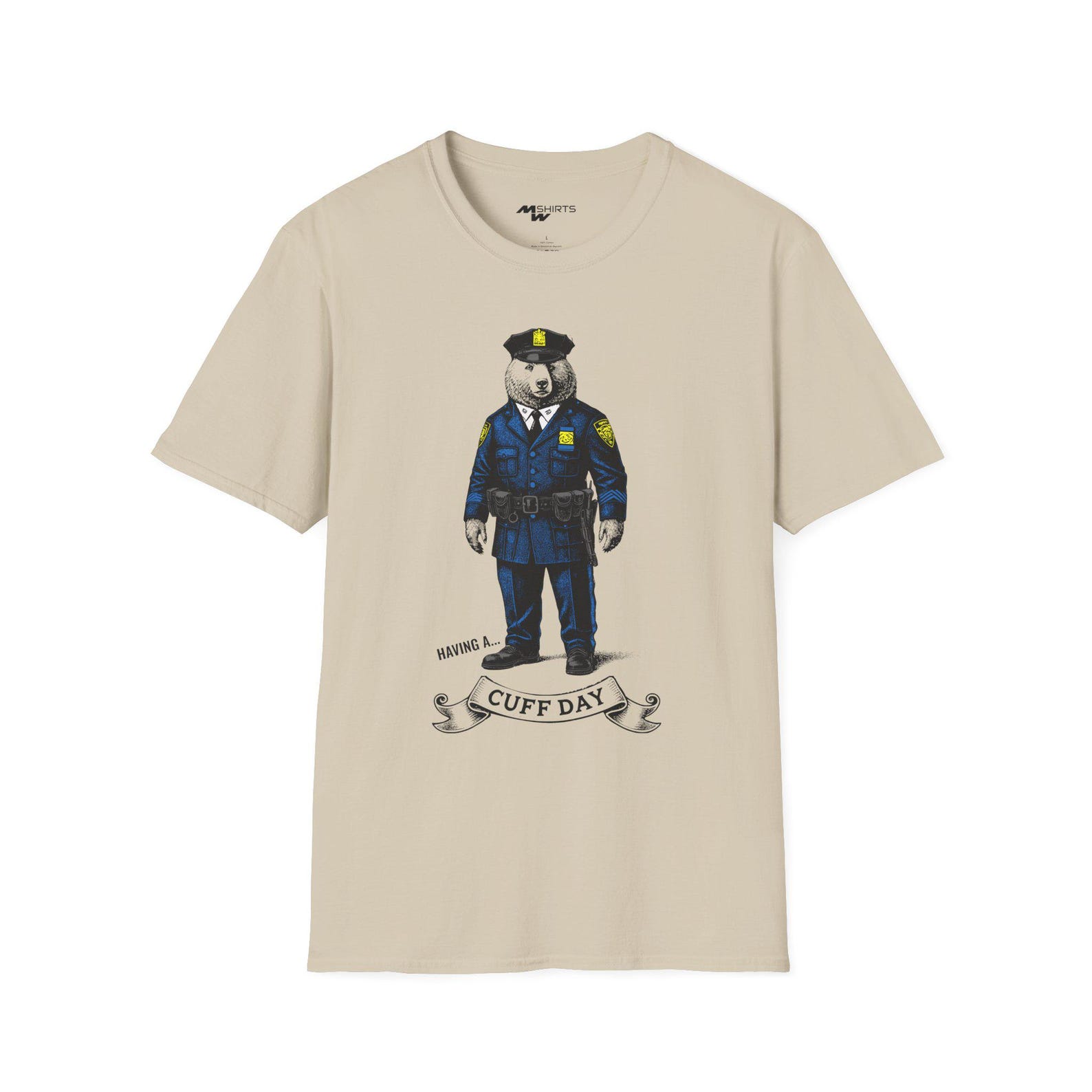 Vintage Bear Police Officer T-Shirt: Funny Animal Cop Tee XL