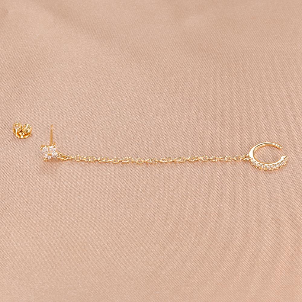 Simple Stainless Steel Gold Color Chain Tassel Dangle Earring Stainless Steel Ear Stud Ear Clip Hypoallergenic Women's Jewelry