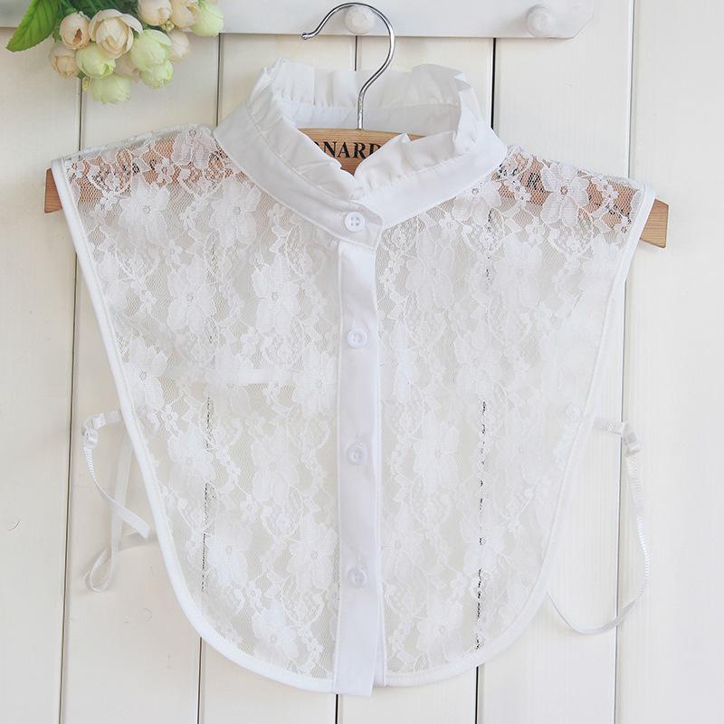 Korean Style Women's Lace Ruffle Collar Shirt for Spring and Autumn
