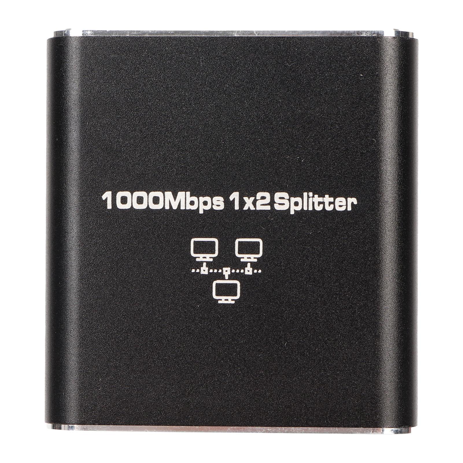 

Сплиттер Ethernet RJ45 Сетевой порт 1 к 2 портам Алюминиевый сплав Гигабитный сетевой коммутатор 1000 Мбит/с