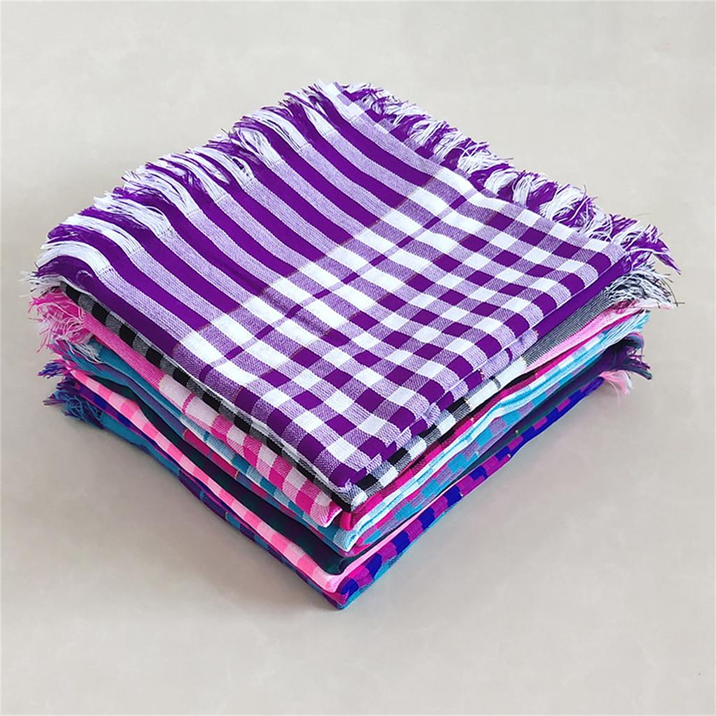 Winter Popular Rural Pattern Headwrap for Adult Unisex Fashion Checked Fringed Headcover Breathable Bandanas All Age