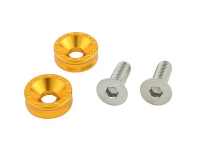 POSH 500097-04 Motorradzubehör, Billet Kennzeichenhalter-Set, Senkschrauben M6X18mm Enthalten, 2 Stück, Gold