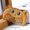 Green Sandalwood Compact Cat Comb - Mini Wooden Hair Comb for Children, Portable and Engraved.
