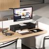 PC Monitor Riser, 60-116 cm, 2 Drawers, Adjustable Length and Angle, Black