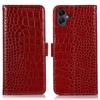 For Samsung Galaxy A07 Case Crocodile Texture Genuine Cow Leather Phone Wallet Cover