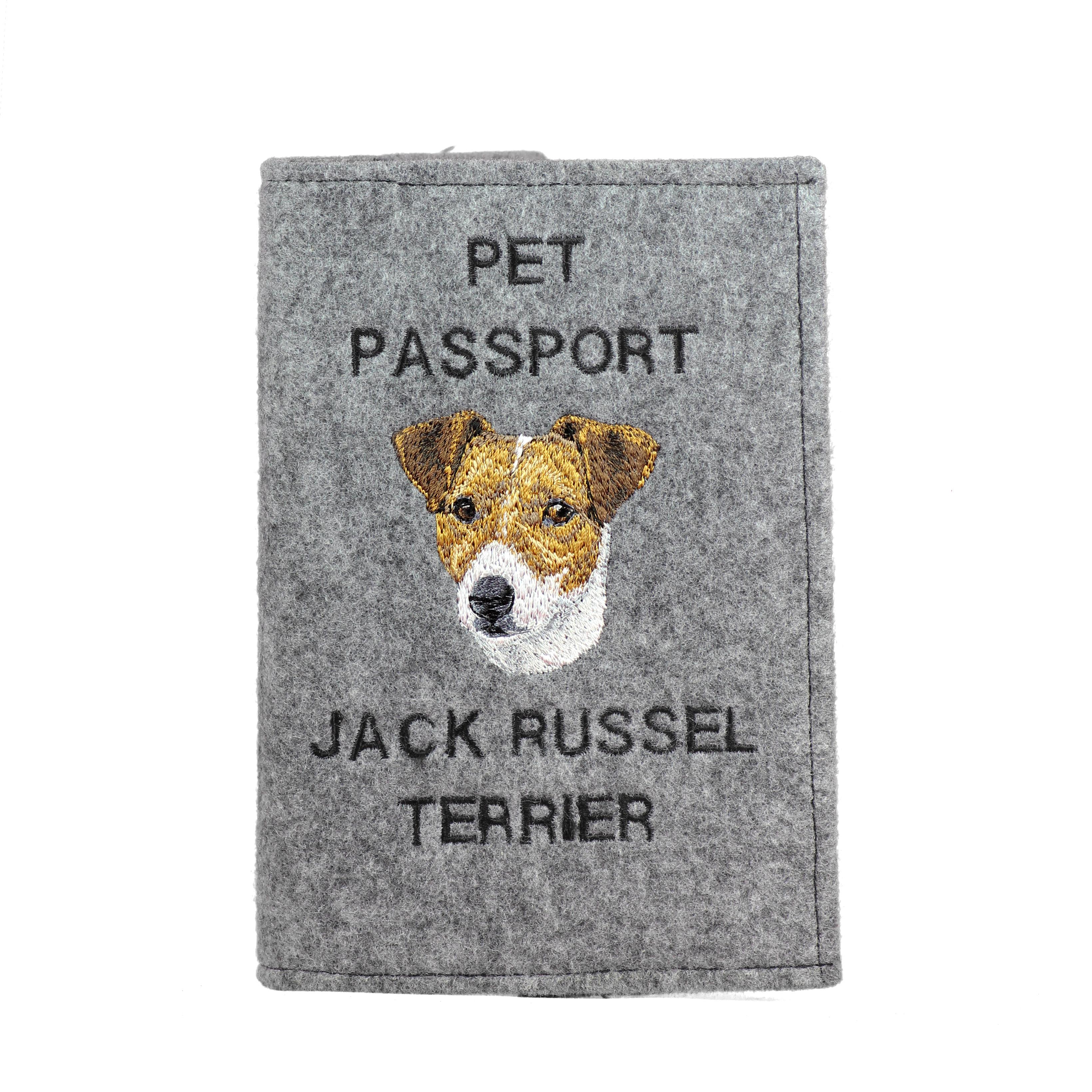 

Jack Russell Terrier - Dog passport case, document case, gift for the traveller from the Art-Dog brand сірий колір