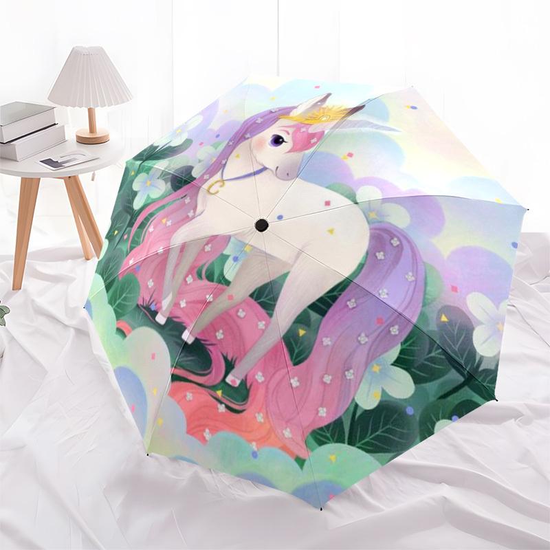 1pc Unicorn Fantasy Garden Folding Umbrella, Durable, Suitable for Outdoor Activities or Rain, Suitable for Commuting Yy251027126