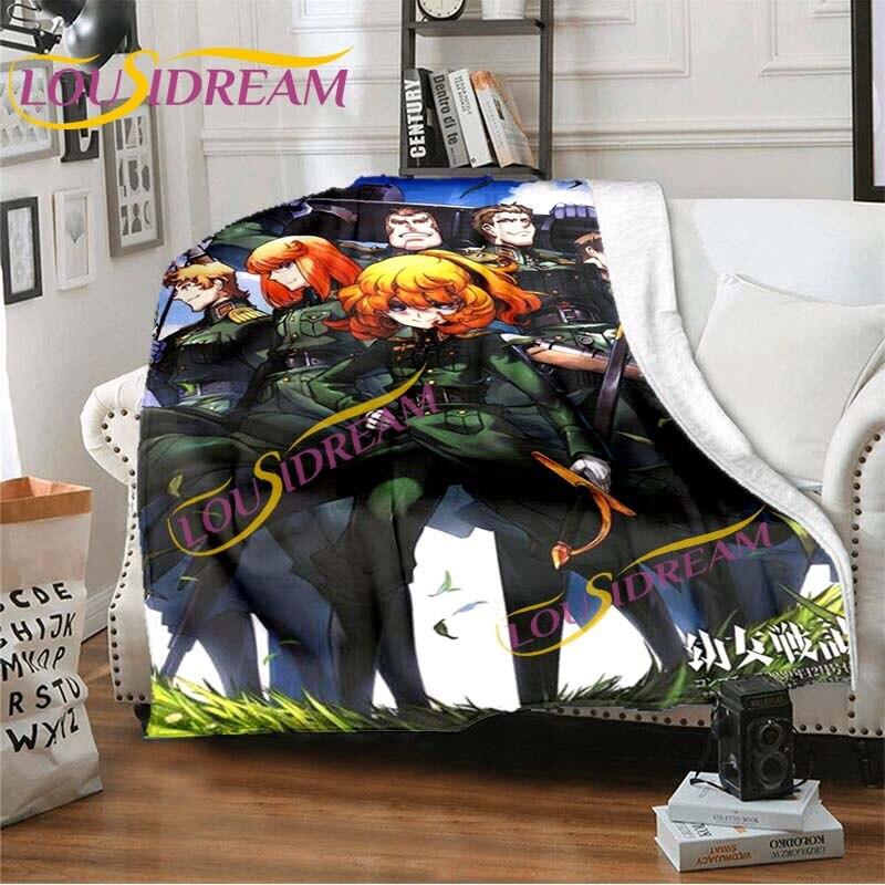 Die Saga von Tanya The Evil Decke, Anime-Decken, Cartoon-Decke, Tanya Degurechaff, Flanell-Überwurf, Decken, Bett, Sofa, faule Decke 75x90cm