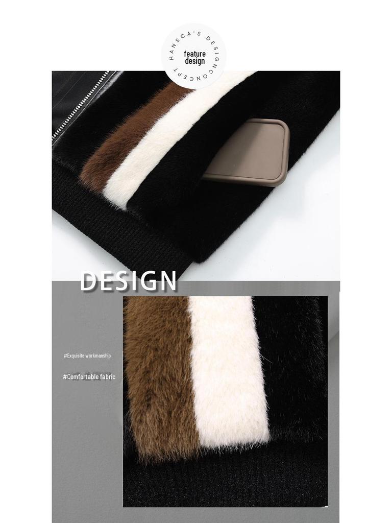 Herren Winter Goldner Nerzmantel - Warme Samtjacke