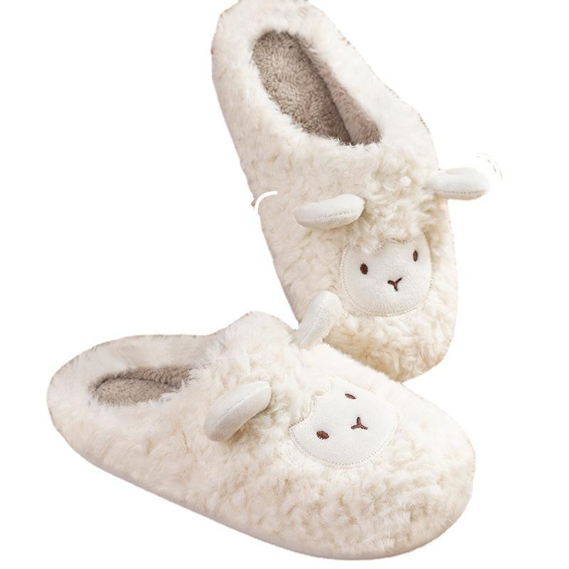 Girl heart sheep wholesale cartoon cotton slippers women's indoor warm household non-slip cute plush slippers