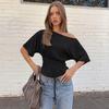 2026 Fashion Elegant Back Strap Waist T-shirt Summer New Spice Girl Crop Tops Lace-up Off Shoulder Blouse Solid Color Short Sleeve Slim Fit Top