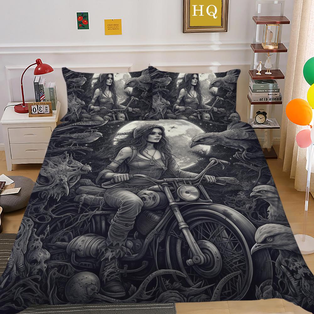 Beauty Skull Printed Comforter Cover Set Twin Size Polyester Home Bedclothes Highend Soft Duvet Cover Set