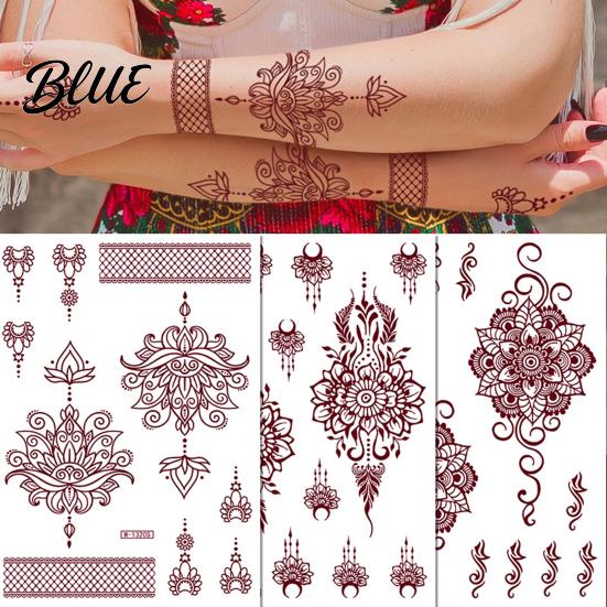 Quick Apply Tattoo Stickers Temporary Sticker Flower Lace Lotus Pattern Fake Tattoos for Women Men Fun Family Waterproof DIY Face Arm Leg