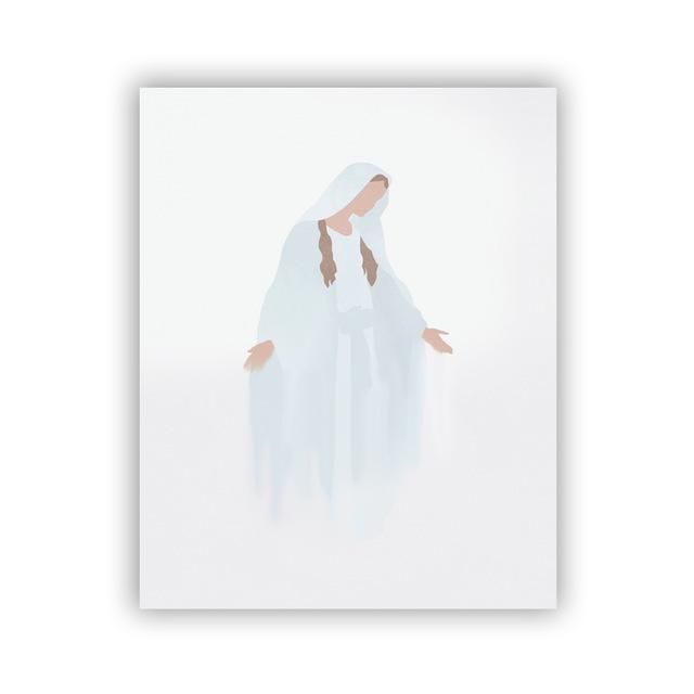 

Картина на холсте Девы Марии Иисуса, принты, христианская религия, акварель, синий постер, минималистичные картины для домашнего настенного художественного декора 21*30cm
