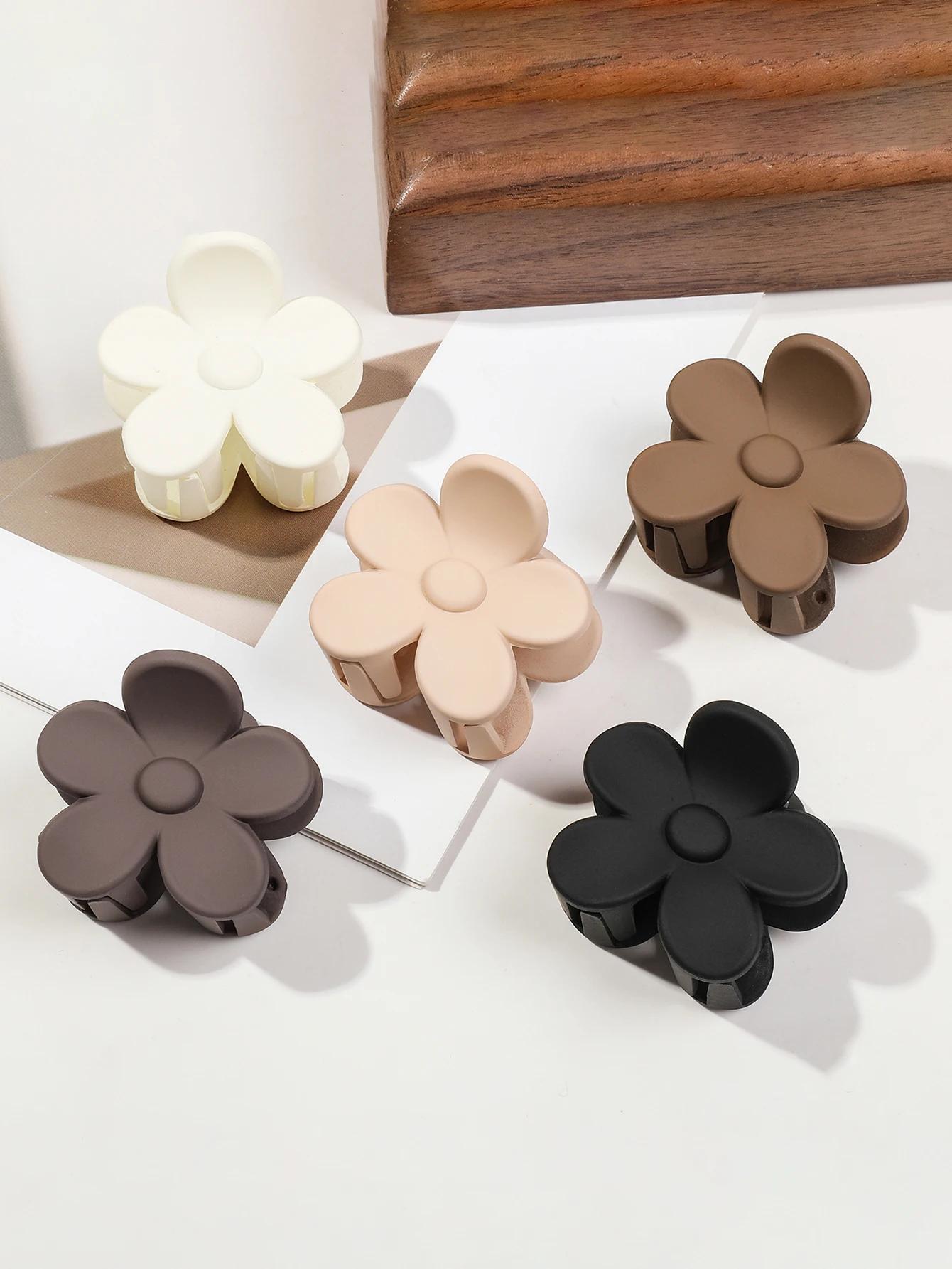 Women Girls Small Flower Hair Claw Clips 5Pcs Multistyle Rectangle Jaw Clips Semicircle Barrettes Hair Accessories
