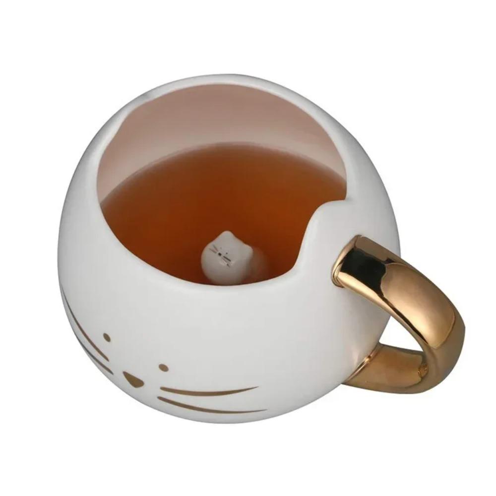 Kočičí hrnek Kočičí hrnek na kávu pro ženy Dívky Roztomilé keramické Mňau hrnky pro milovníky koček šálek na čaj 12 oz Bílá, Černá