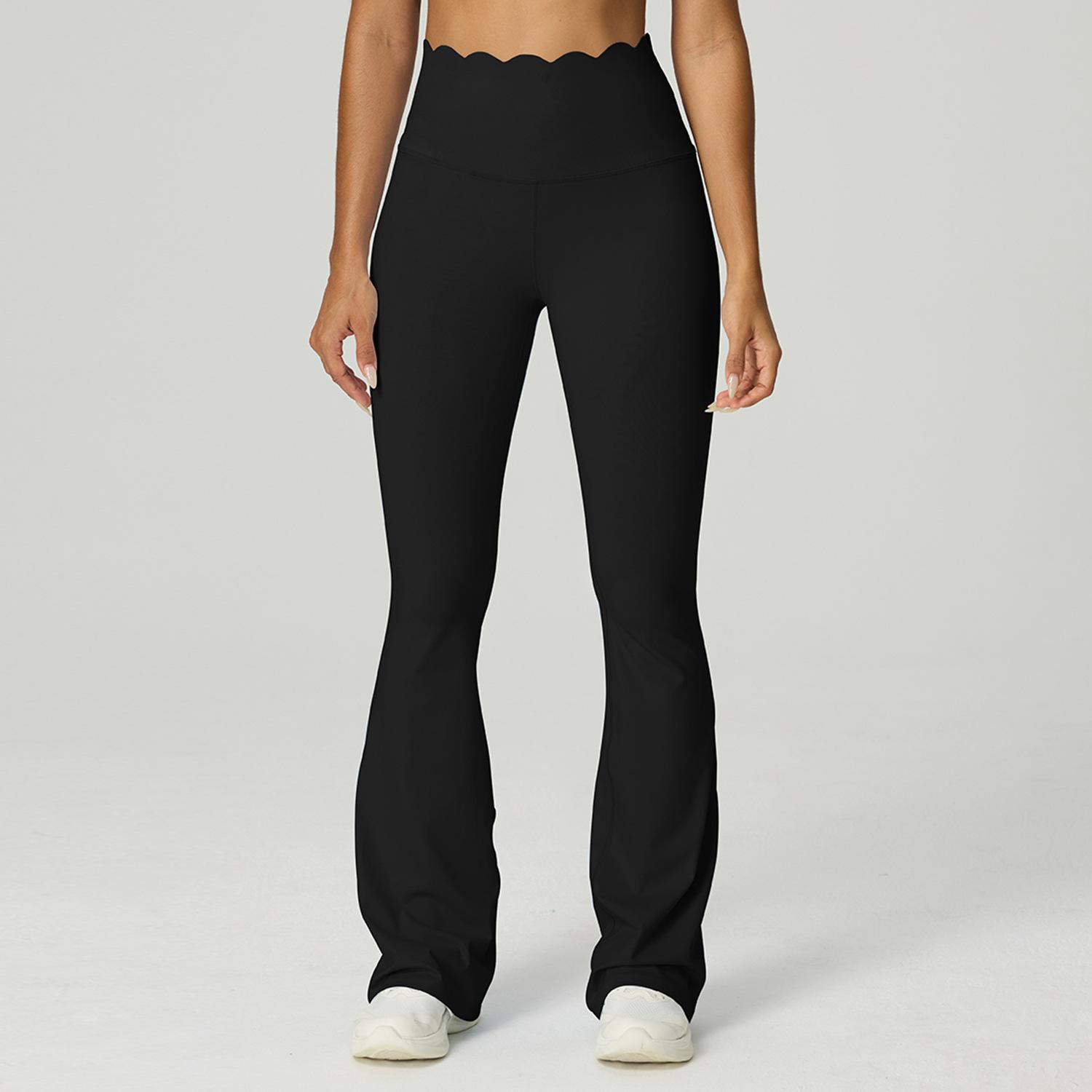 Lace high waist wide leg pants yoga clothes women s casual fitness flared pants high elastic outdoor sports yoga pants XS