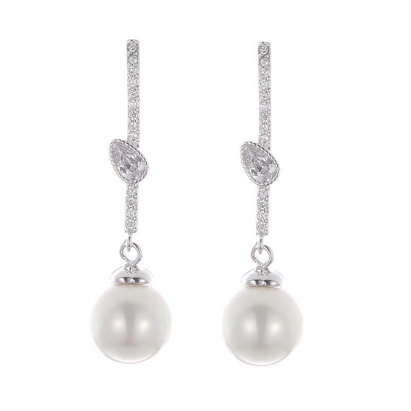 Korean Geometric Metal Rhinestone Pearl Tassel Earrings - Women's Elegant Jewelry