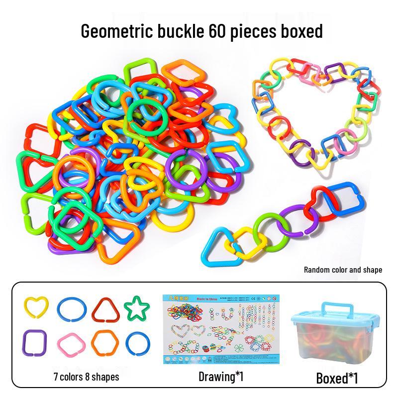 Geometric Ring Buckle Chain Building Block Necklace Toy for Kids - Educational and Developmental