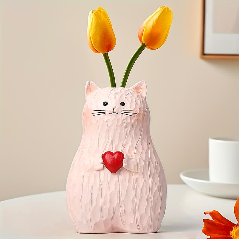 1PC Home Decor Funny Cat Shape Exquisite Ornaments Cat Lover Gifts Vase Small Sculpture Flower Pot Multifunctional 13x6x9cm