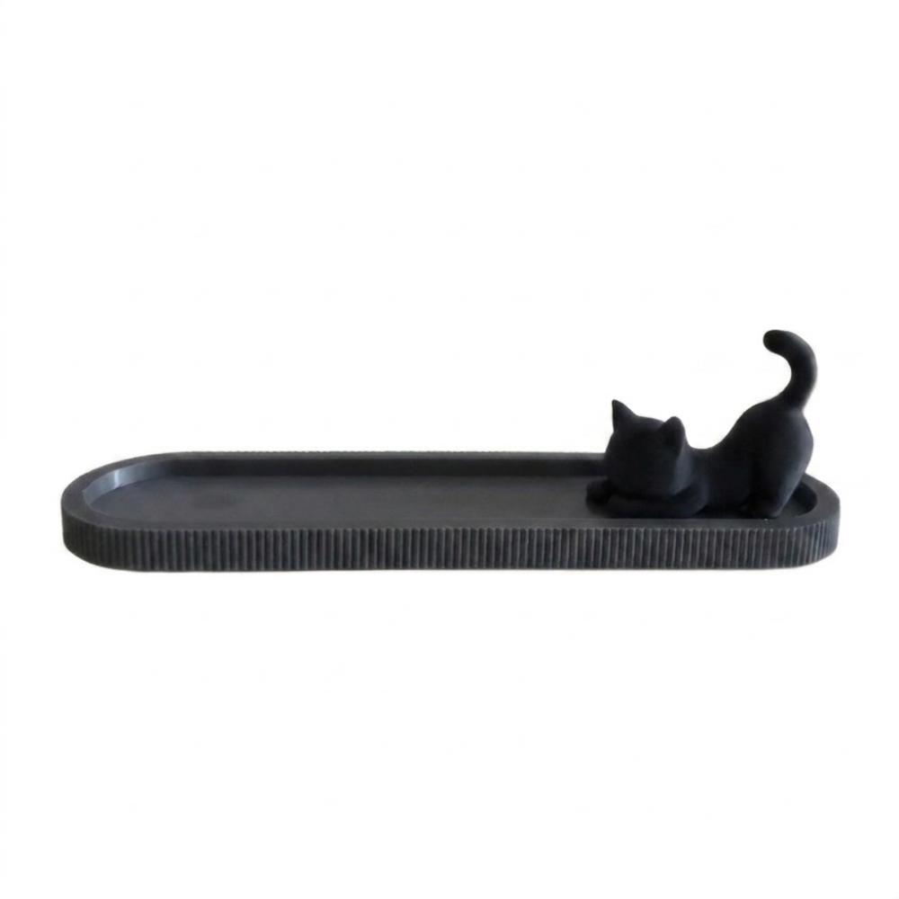 Zen Style Black Cat Incense Stick Holder Mobile Cat Incense Burner with Ash Catcher  Yoga Room