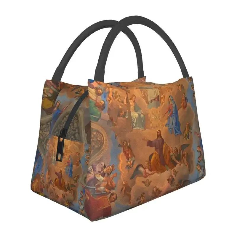 Golden Baroque Fashion Seamless Pattern Insulated Lunch Bags for Women Waterproof Cooler Thermal Bento Box Work Picnic