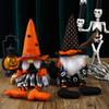 Halloween Witch Gnome Broom Decoration with Black Hat and Long Legs Pumpkin Ornament
