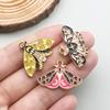 Colorful Enamel Alloy Butterfly & Leaf Pendant Charm for DIY Jewelry