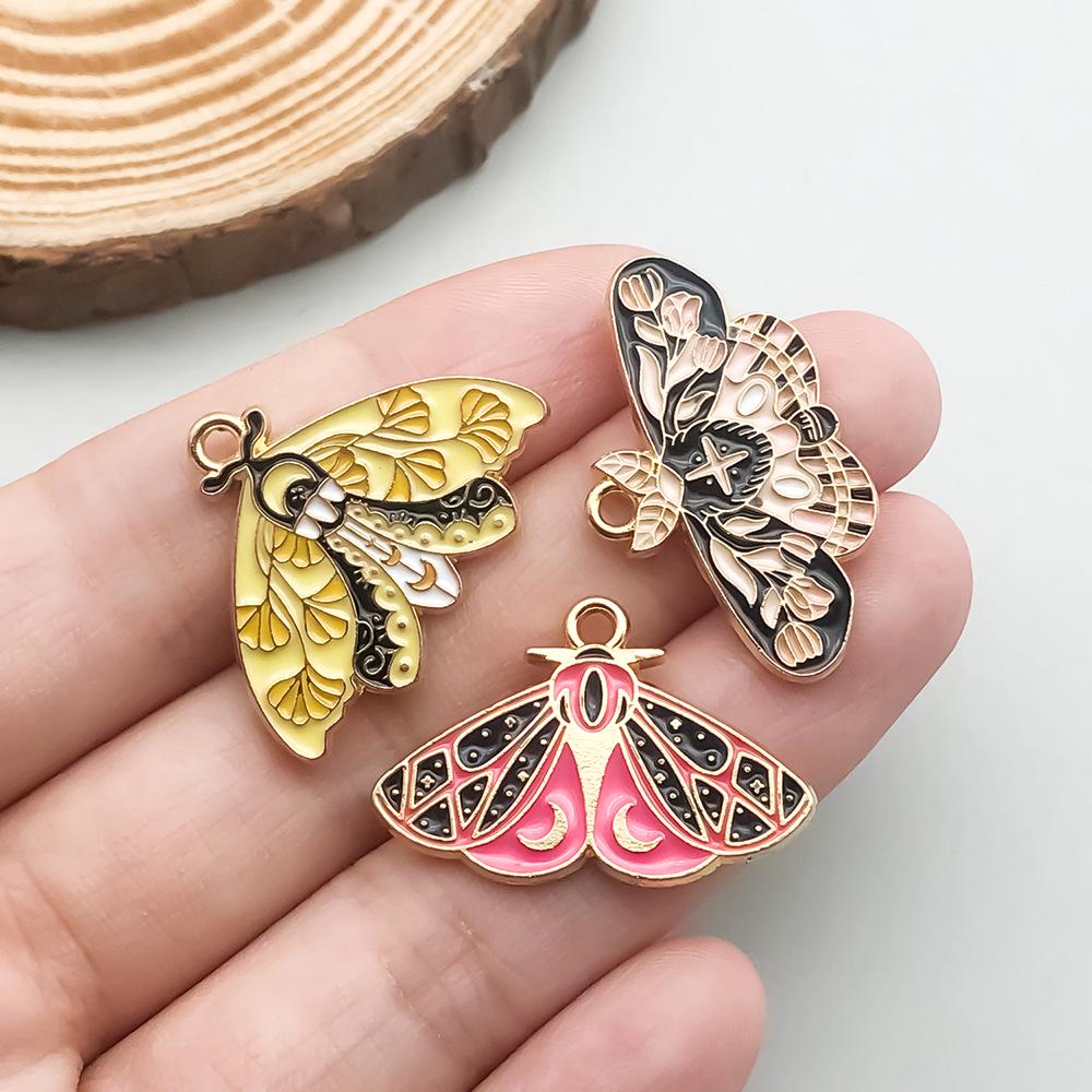 Colorful Enamel Alloy Butterfly & Leaf Pendant Charm for DIY Jewelry