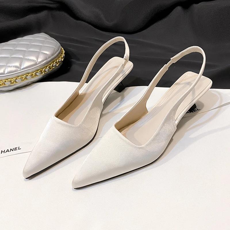 2025 Summer Cover Toe High Heel Women Sandals Fashion Shallow Slip On Singbacks Pumps Ladies Elegant Stripper Party Sandalias