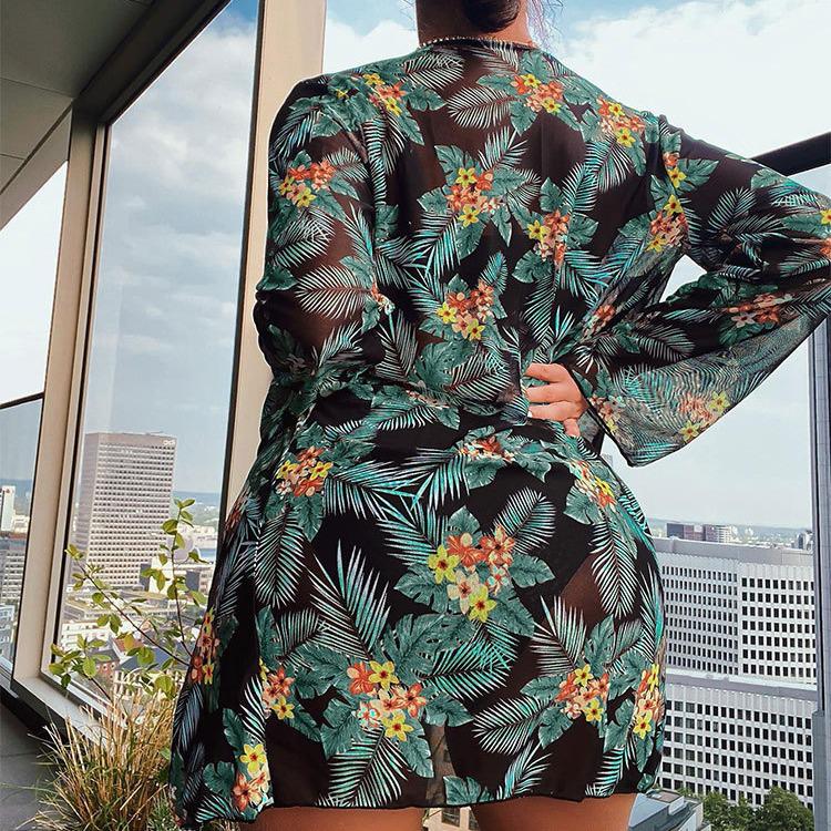 2024 Europäischer & Amerikanischer Trägerloser Mesh-Überwurf-Bikini: Sexy dreiteiliger Strandbadeanzug für Damen.