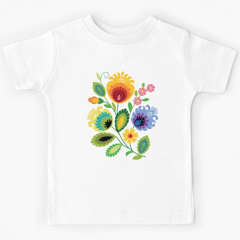 Polish Folk Flowers Yellow Kids T-Shirt 140