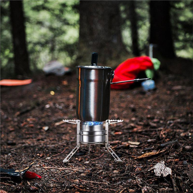 SHGO-Aluminum Alcohol Burner 100Ml Mini Backpacking Stove Stainless Steel Folding Stand