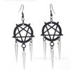 Black Five Pointed Star Drop Earrings With Electroplated Finish For Unisex Daily Wear