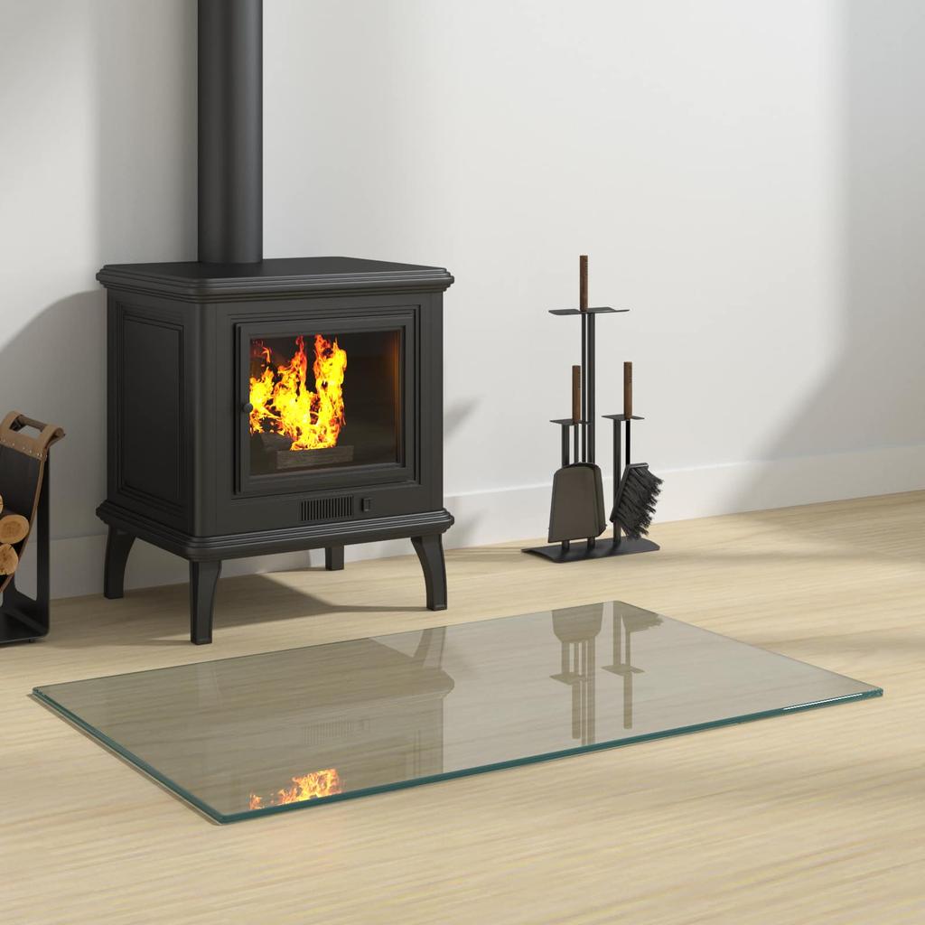 Fireplace Glass Plate Transparent 80 X 50 Cm Glass