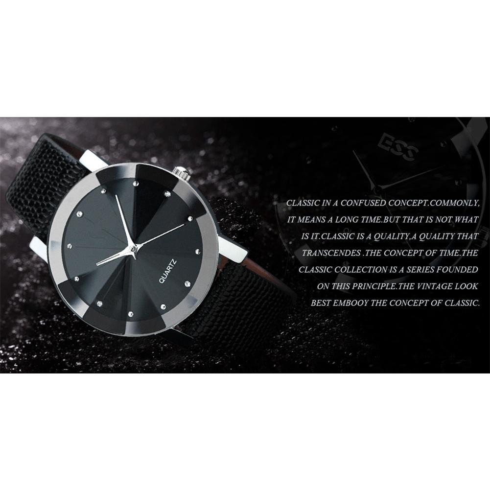 Women Men Couples Simple Casual Diamond Leather Belt Quartz Wrist Watch