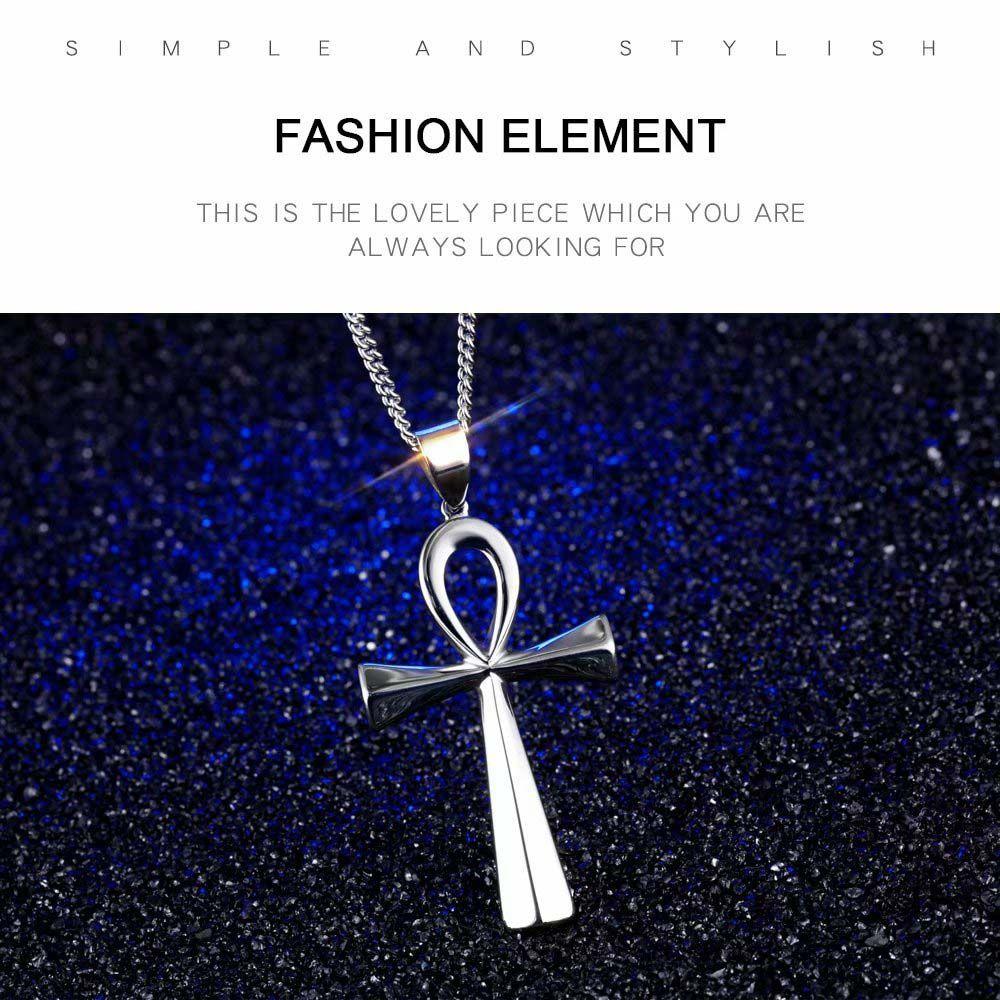 Ankh Egiziano Vintage Crocifisso di Cristo Gesù Acciaio Inossidabile Accessori Gioielli Choker Collana a Croce Ciondoli Catena