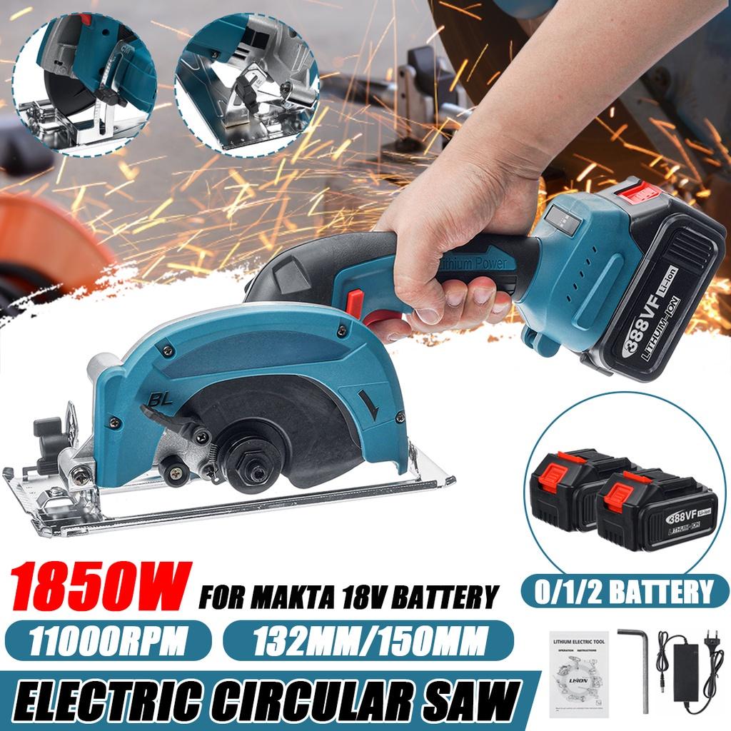 1850W 132MM/125mm 388VF Brushless Cordless Electric Circular Saw 0- 45° Adjustable Handle Power Tools Woodworking Machine