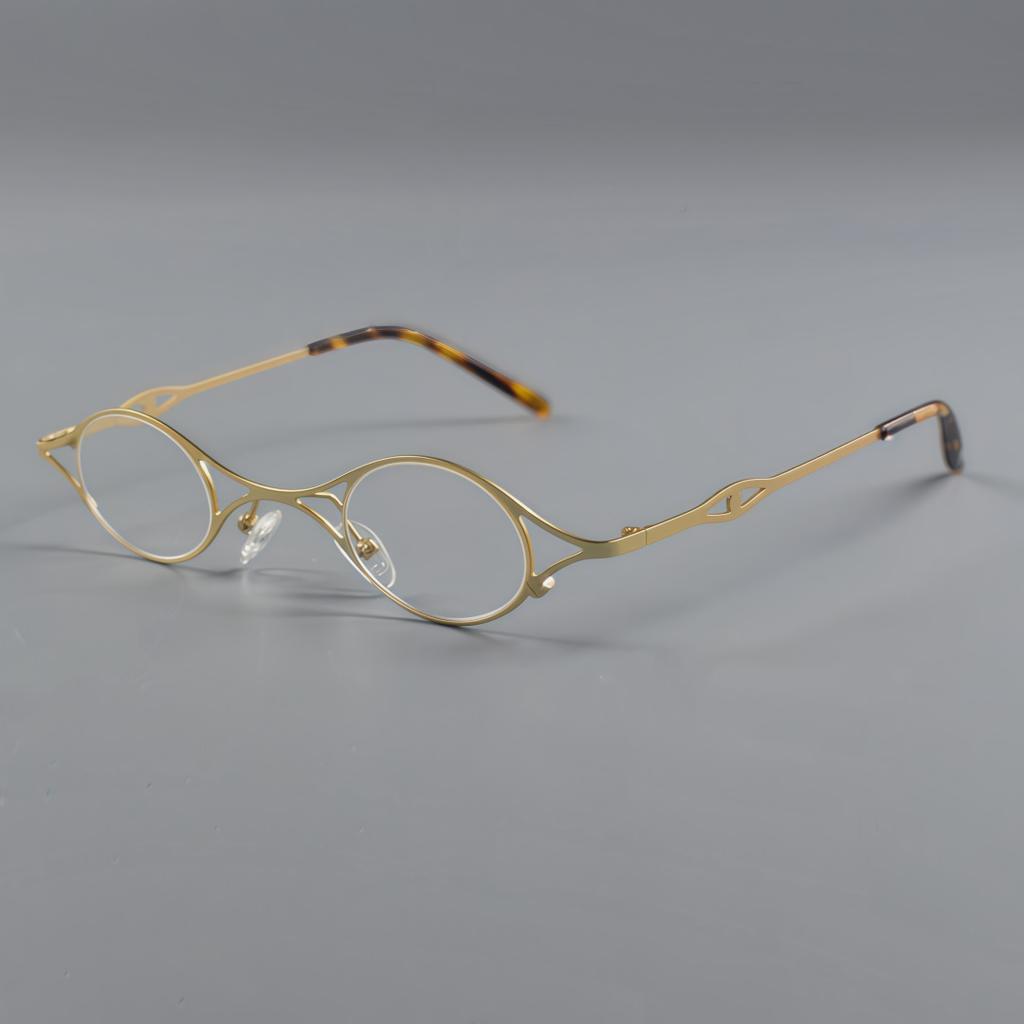 Ultraleichter Metall-Brillengestell Damen Herren High-End Personalisierte Augen Designerbrillen vintage Kleiner Runder Damen Optischer Rahmen