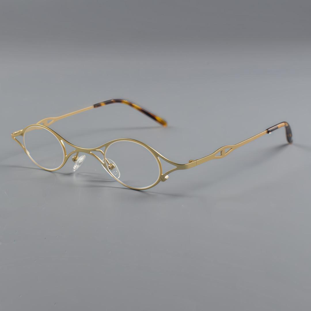 Ultra-light Metal Glasses Frame Women Men High-end Personalized Eye Designer Glasses vintage Small Round Women s Optical Frame золотой