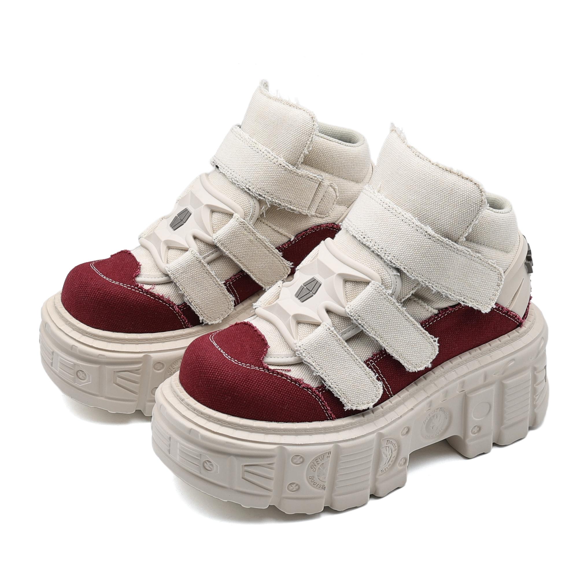 

Готические ботильоны на шнуровке Женские кроссовки Новые панк-стиль Женская обувь Шнуровка Высота каблука Обувь на платформе Женский Металлический декор 36