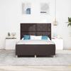 Bed Frame with Headboard Dark Brown 140 X 190 Cm Fabric