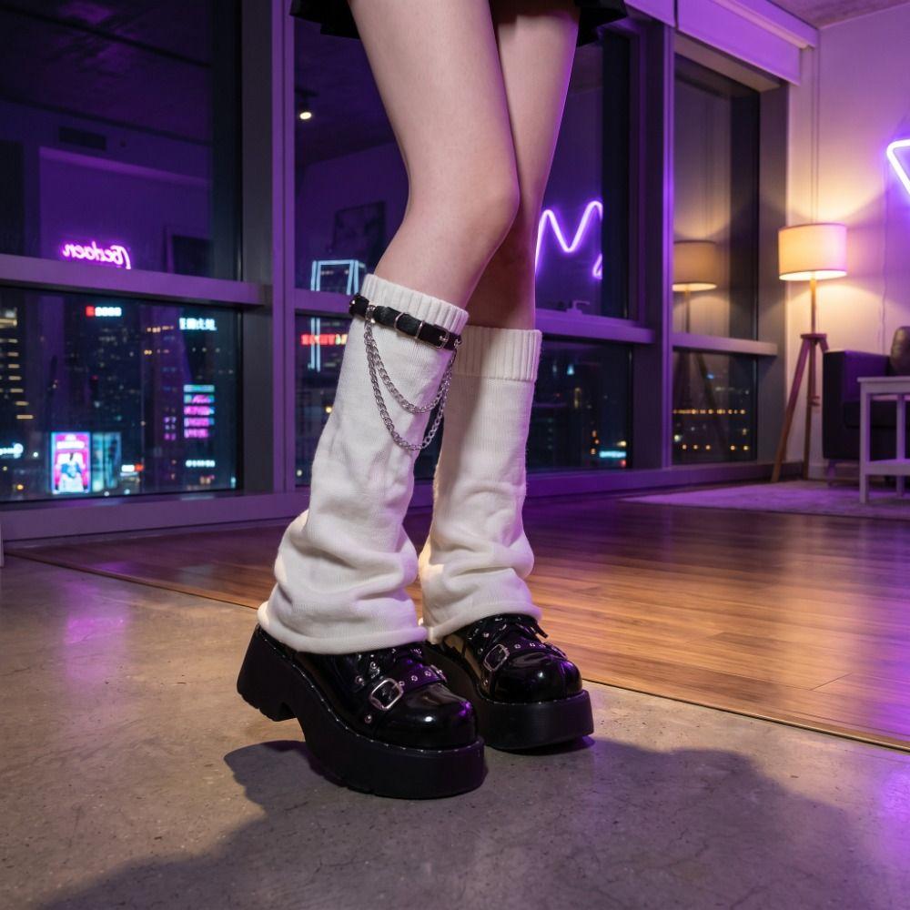 Knitted Y2k Leg Socks Lolita JK Leg Cover Spicy Girls Striped Leg Warmers Women
