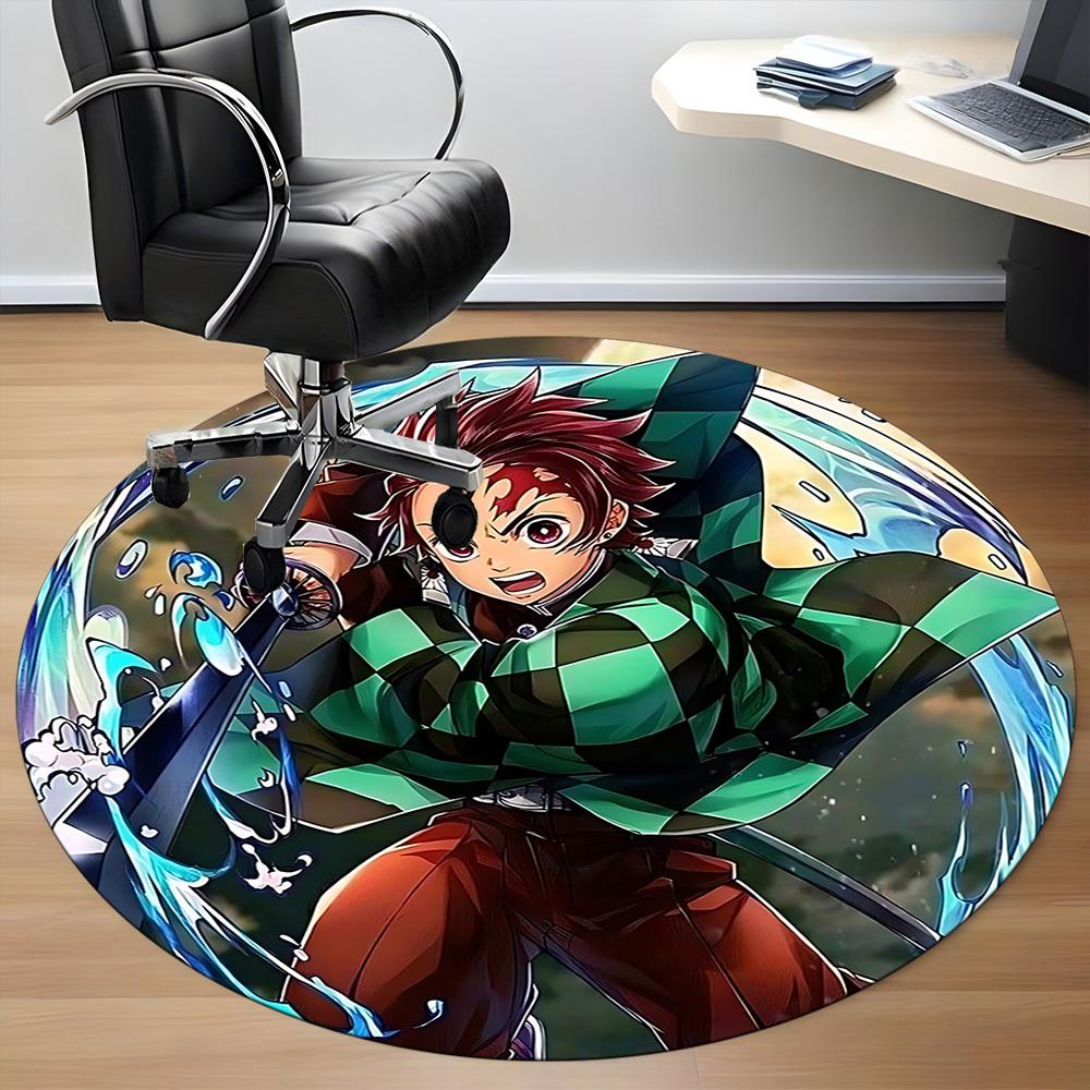 1pc Demon Slayer, Tanjiro Chair Carpet for Office Non-Slip, Lightweight, Machine Rug for Office,Room - Holiday Decor, Machine Made yy251227002