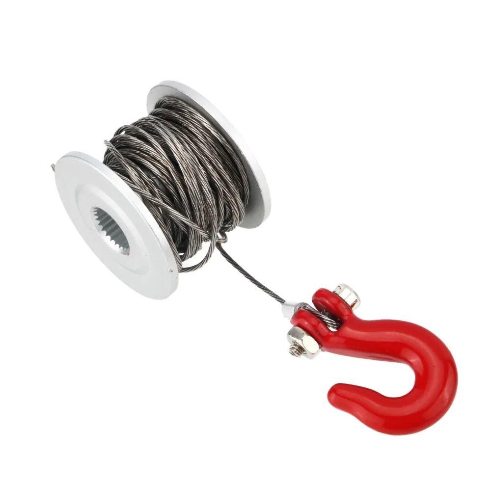 Steel Wire Rope RC Winch Spool Silver Red RC Crawler Winch Simulation Climbing Car