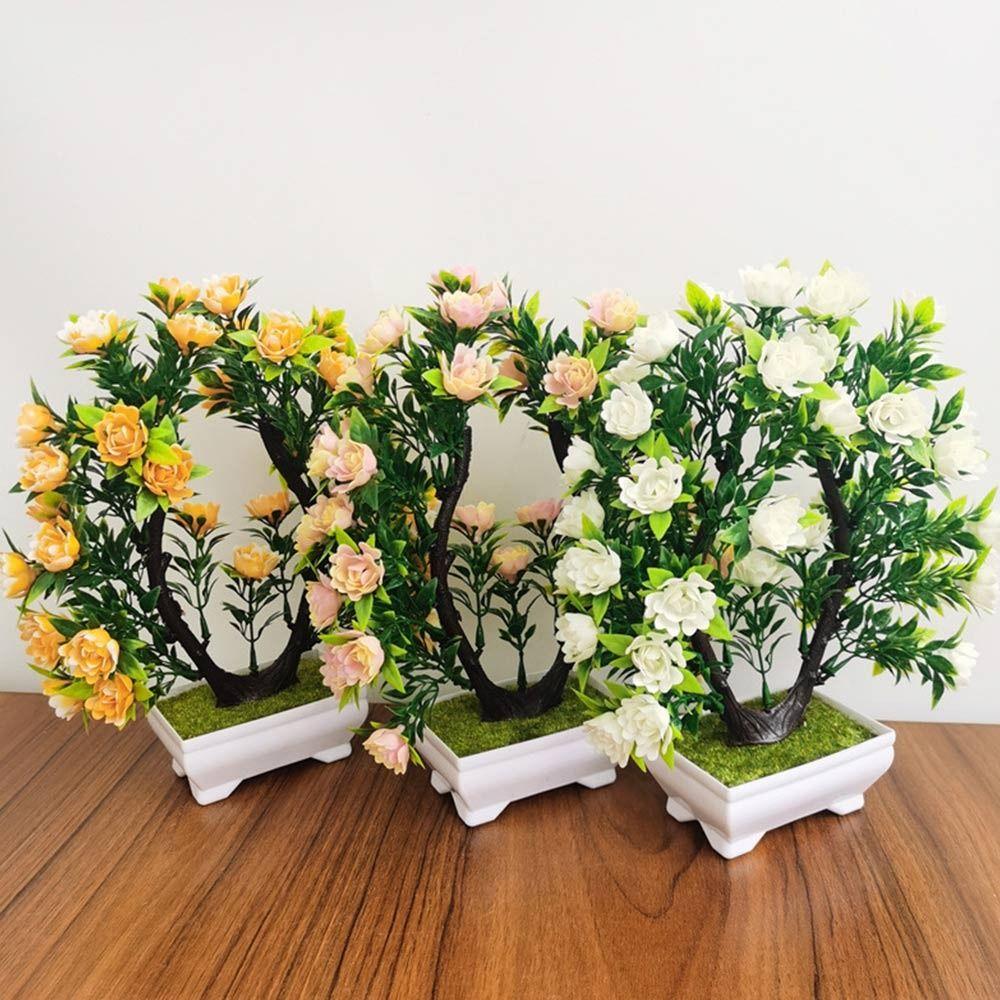 Multicolor Artificial Plants Bonsai Table Decoration Photography Props Fake Flowerpotted Plastic with Flowerpot