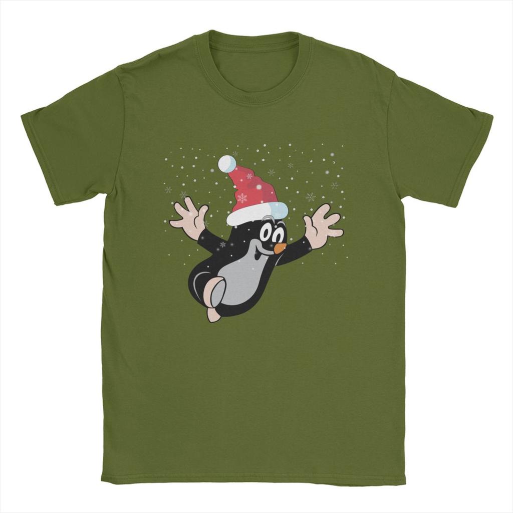 Vintage Merry Christmas Mole T-Shirts Men Cotton T Shirt Krtek Little Maulwurf Cute Cartoon Short Sleeve Tees Printed Tops