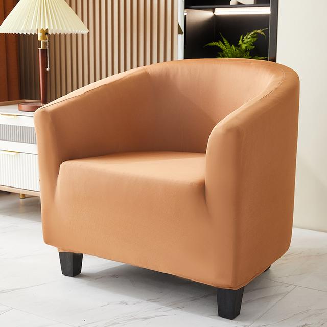 Solid Club Chair Furniture Slipcover Stretch Barrel Chair Covers Printed Tub Dining Chair Slipcovers Soft Spandex Armchair Sofa Furniture Cover