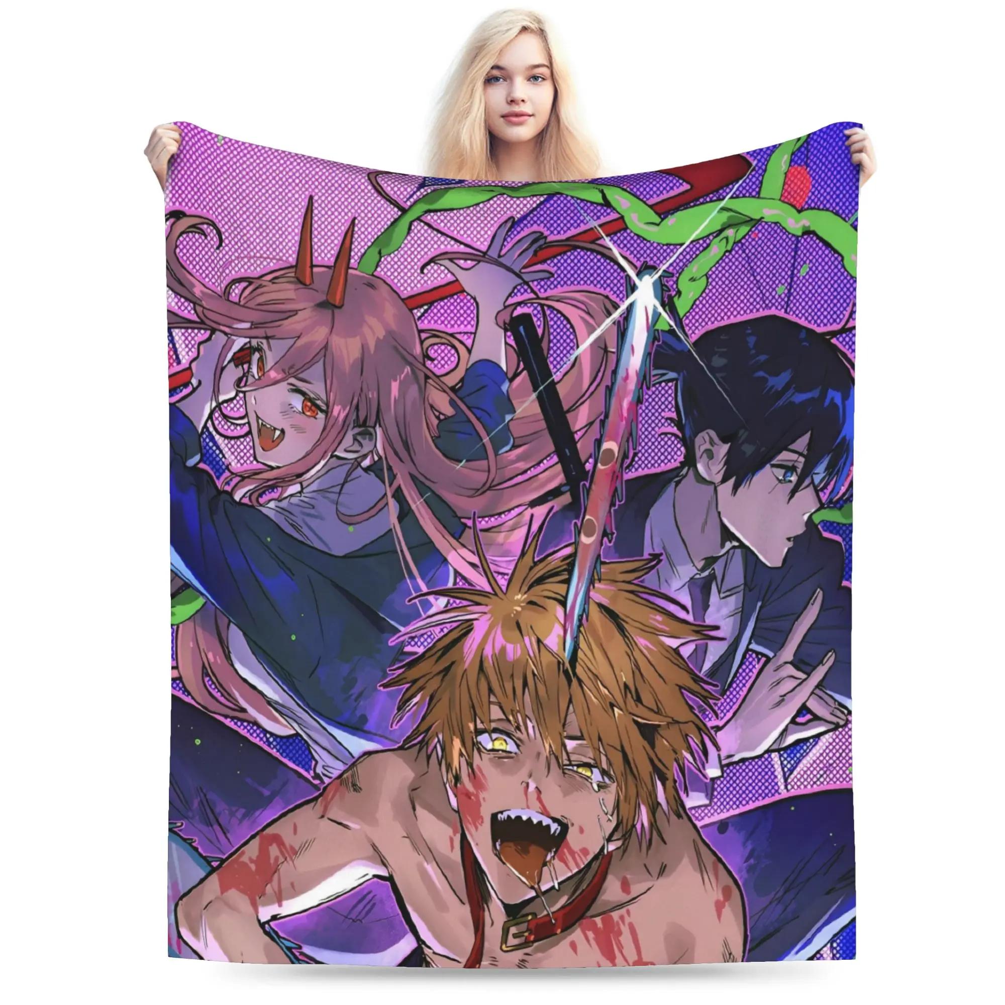 Reze Poster Anime Movie Chainsaw Man Fleece Blanket Warm Japanese Cartoon Throw for Home Couch Bedroom 40x50in