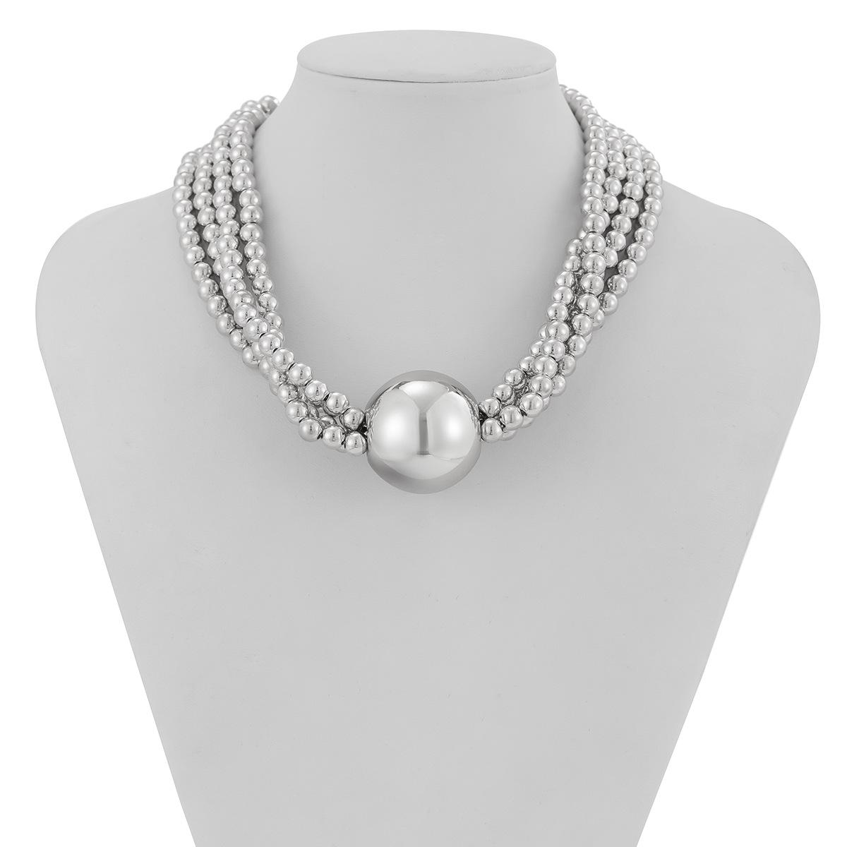 

Преувеличенное ожерелье-подвеска из круглых бусин, ожерелье до ключицы, женское, хип-хоп тренд, металлическое многослойное жемчужное ожерелье